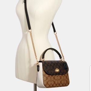Marlie Top Handle Satchel In Blocked Signature